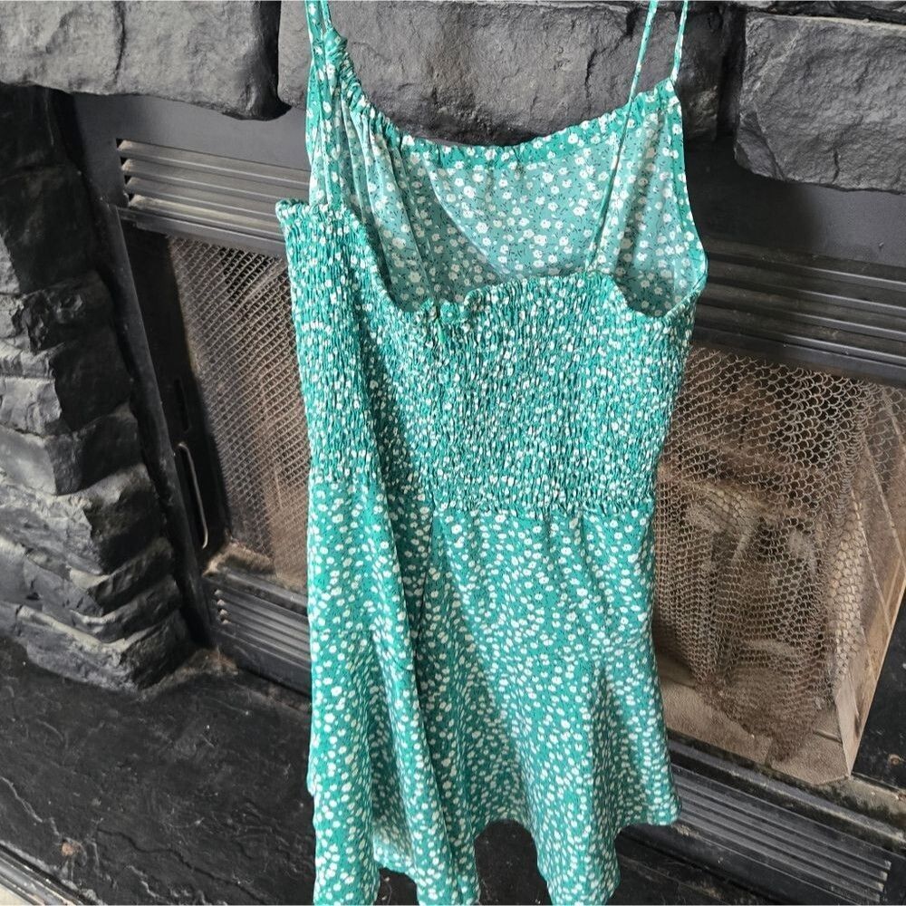 Green Floral Women's Short Romper Dress Flowy Summer Spring Cute Soft Girl - Picture 6 of 7